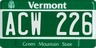 VT license plate ACW226