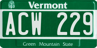 VT license plate ACW229