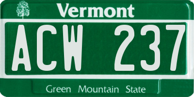 VT license plate ACW237