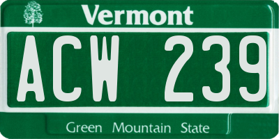 VT license plate ACW239