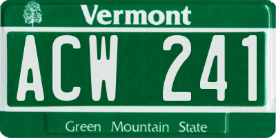 VT license plate ACW241