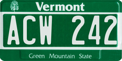 VT license plate ACW242