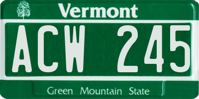 VT license plate ACW245
