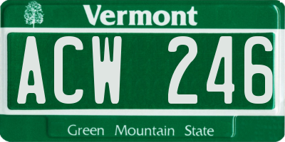 VT license plate ACW246