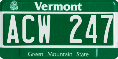 VT license plate ACW247