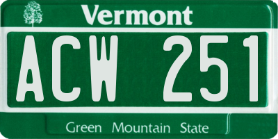 VT license plate ACW251