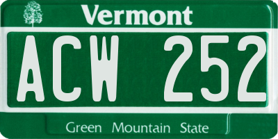 VT license plate ACW252