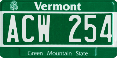 VT license plate ACW254