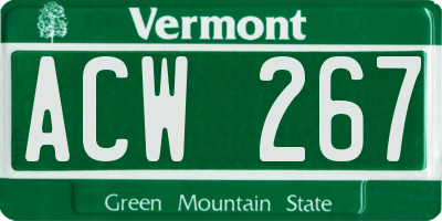 VT license plate ACW267