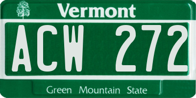 VT license plate ACW272