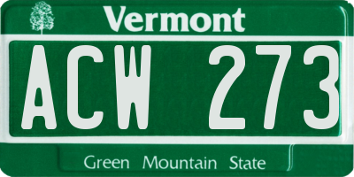 VT license plate ACW273