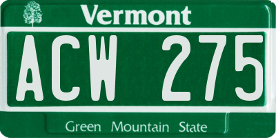 VT license plate ACW275
