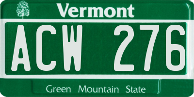 VT license plate ACW276