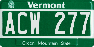 VT license plate ACW277