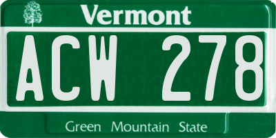 VT license plate ACW278