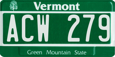 VT license plate ACW279