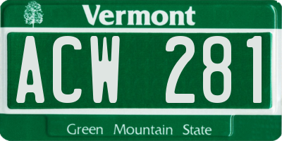 VT license plate ACW281