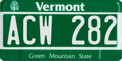 VT license plate ACW282