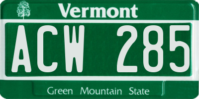 VT license plate ACW285