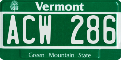 VT license plate ACW286