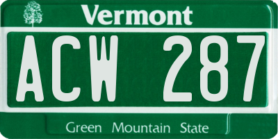 VT license plate ACW287