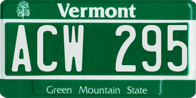 VT license plate ACW295