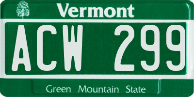 VT license plate ACW299
