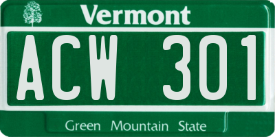 VT license plate ACW301