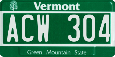 VT license plate ACW304