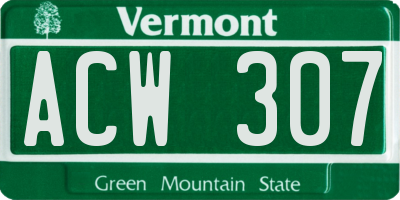 VT license plate ACW307