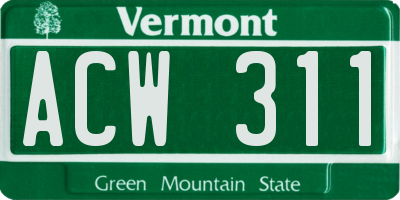 VT license plate ACW311