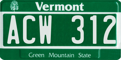 VT license plate ACW312