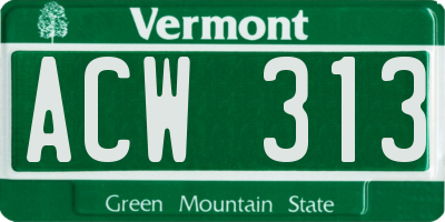 VT license plate ACW313