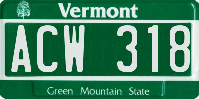VT license plate ACW318