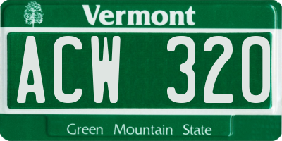 VT license plate ACW320
