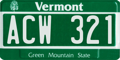 VT license plate ACW321