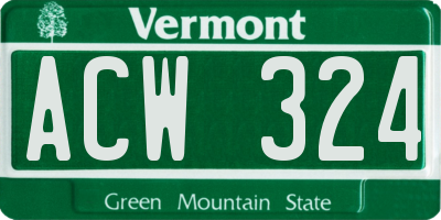 VT license plate ACW324