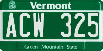 VT license plate ACW325