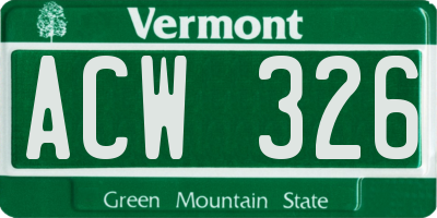 VT license plate ACW326