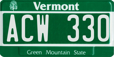 VT license plate ACW330