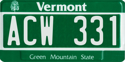 VT license plate ACW331