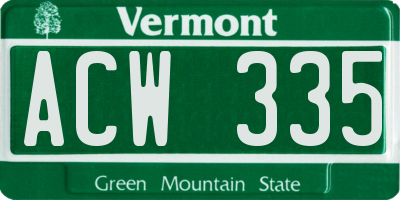 VT license plate ACW335