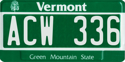 VT license plate ACW336