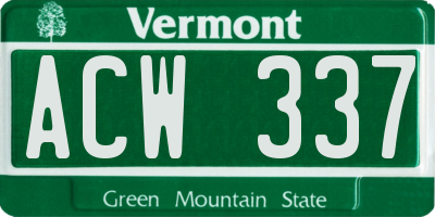VT license plate ACW337
