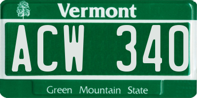 VT license plate ACW340