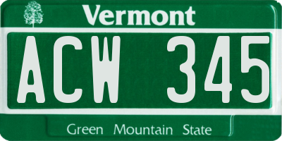 VT license plate ACW345