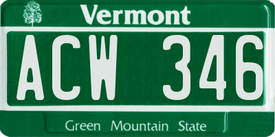 VT license plate ACW346