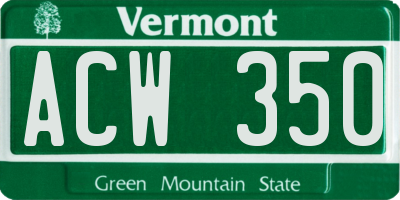 VT license plate ACW350