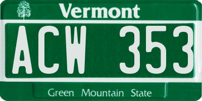 VT license plate ACW353