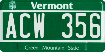 VT license plate ACW356
